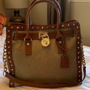 Brand New Michael Kors Studded Lrg. NS Tote Canvas